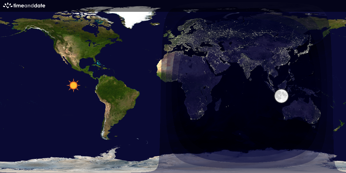 Verdenskart som viser dag og natt 