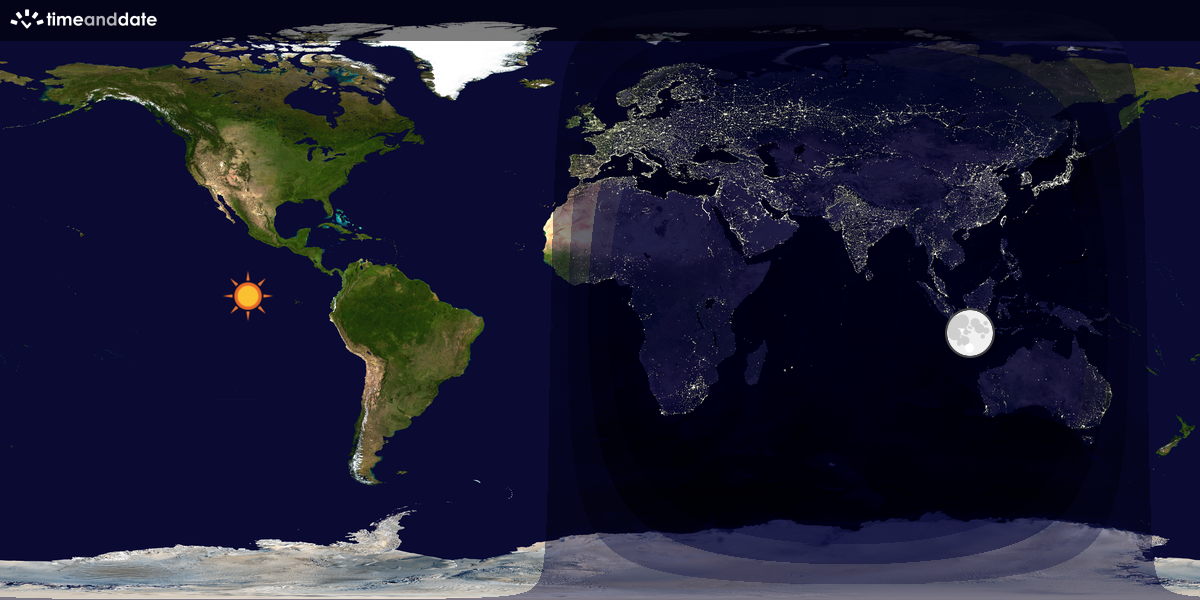Verdenskart som viser dag og natt 