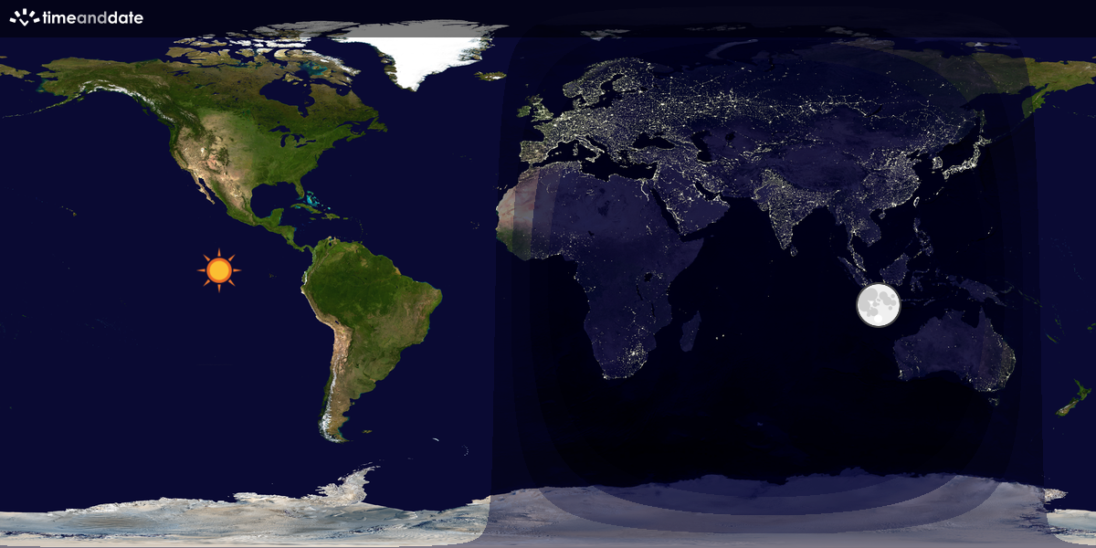 Verdenskart som viser dag og natt 