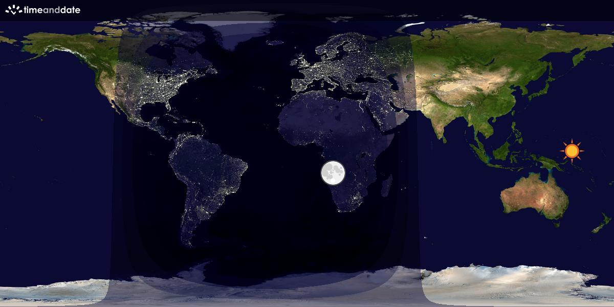 Verdenskart som viser dag og natt 