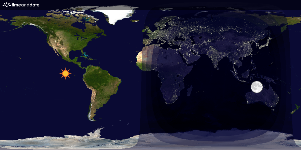 Verdenskart som viser dag og natt 