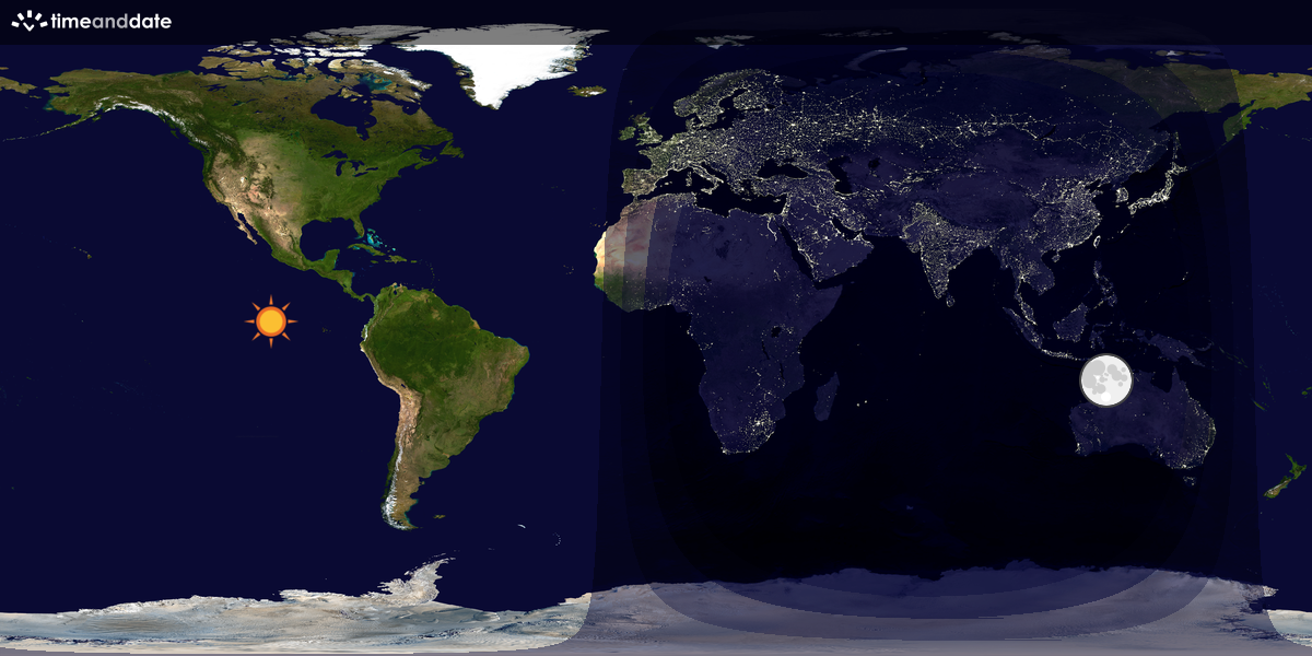 Verdenskart som viser dag og natt 