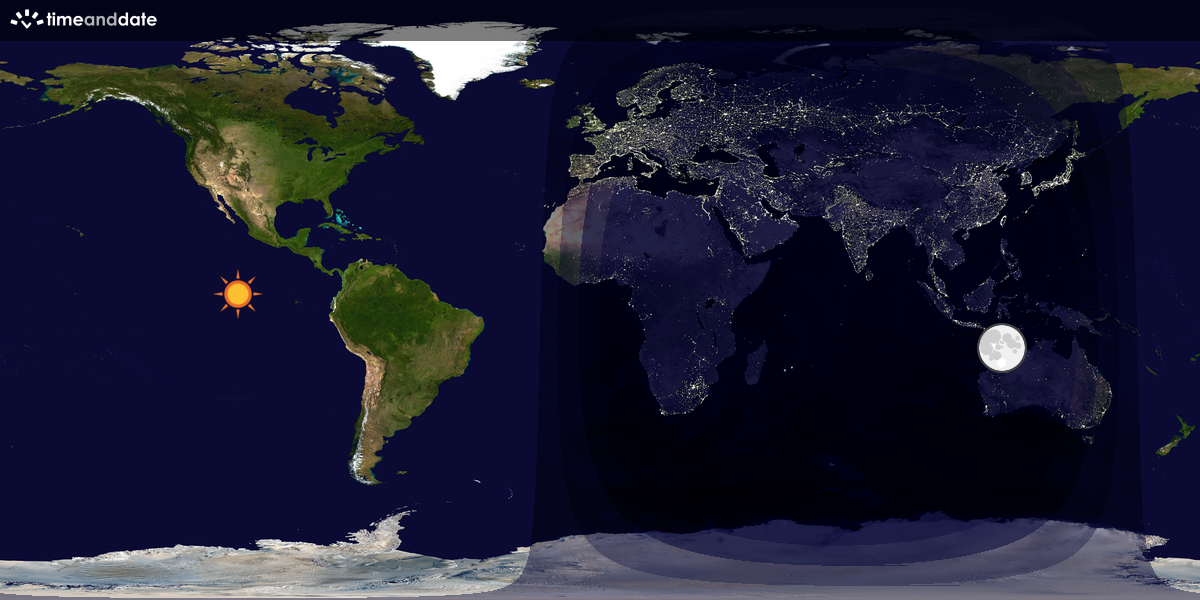 Verdenskart som viser dag og natt 