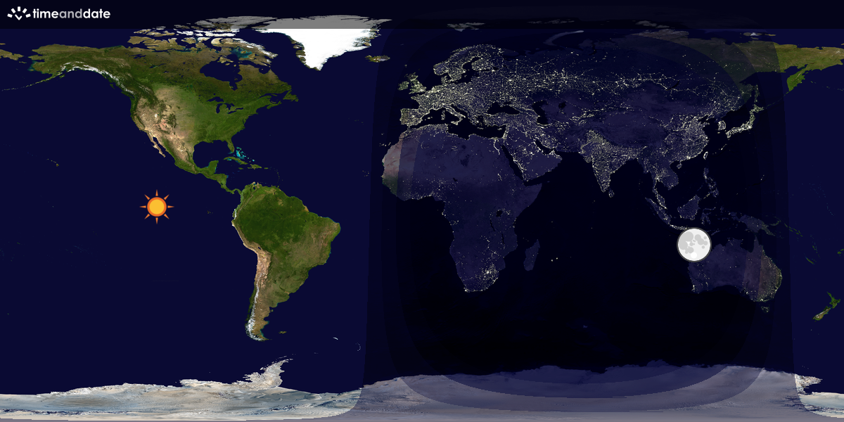 Verdenskart som viser dag og natt 