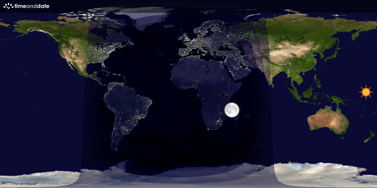 Verdenskart som viser dag og natt 