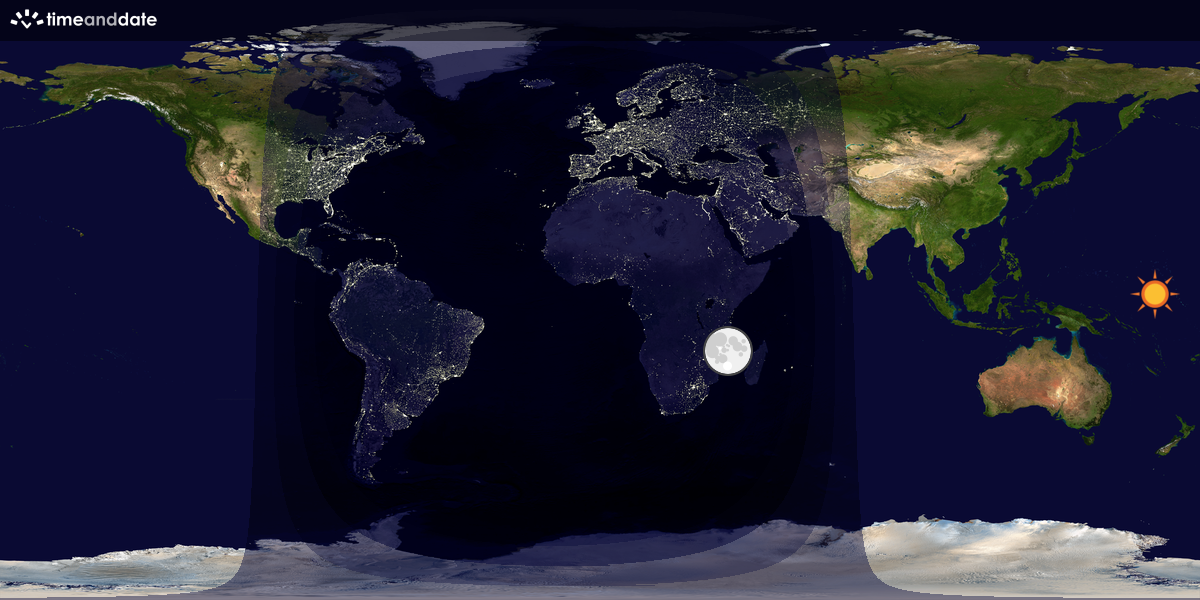 Verdenskart som viser dag og natt 