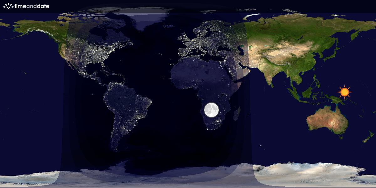 Verdenskart som viser dag og natt 