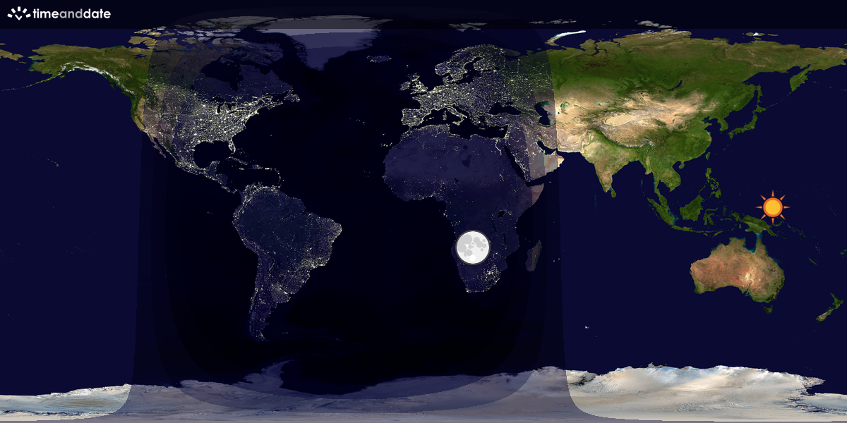 Verdenskart som viser dag og natt 