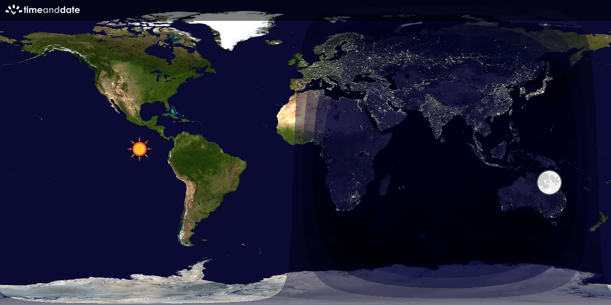Verdenskart som viser dag og natt 