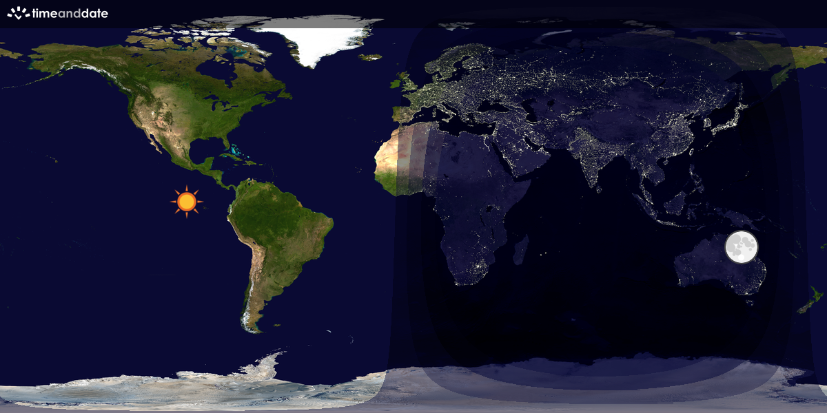 Verdenskart som viser dag og natt 