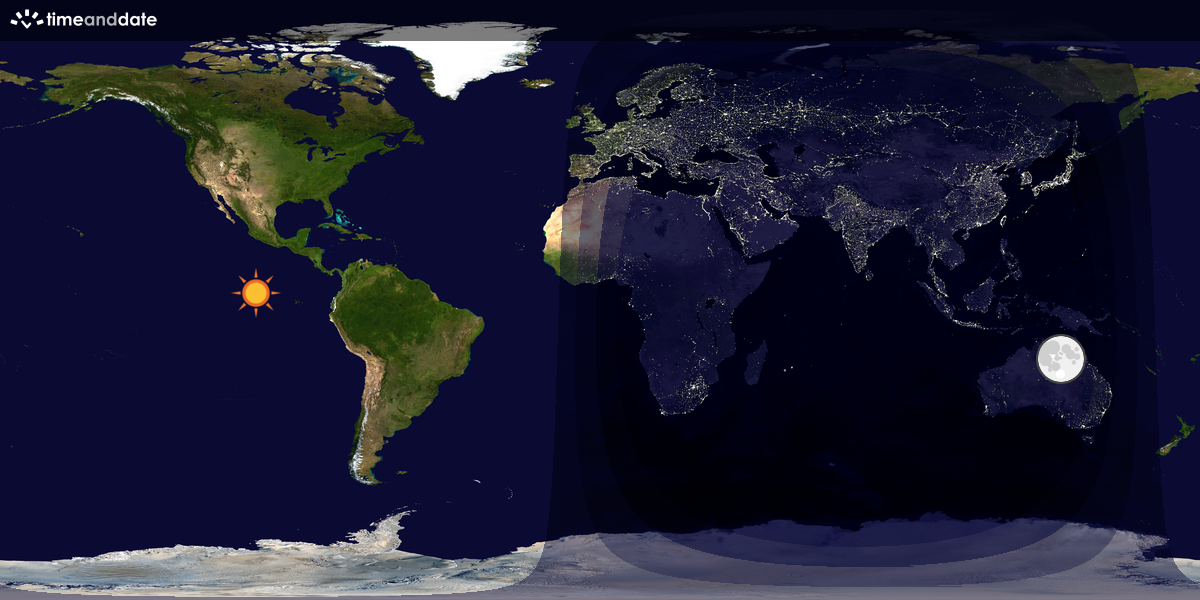 Verdenskart som viser dag og natt 