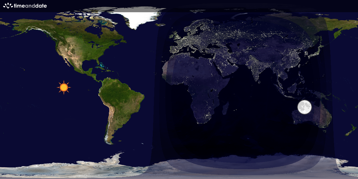 Verdenskart som viser dag og natt 