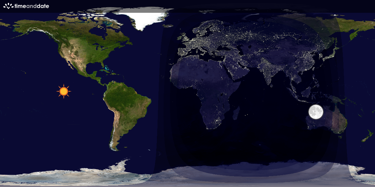 Verdenskart som viser dag og natt 