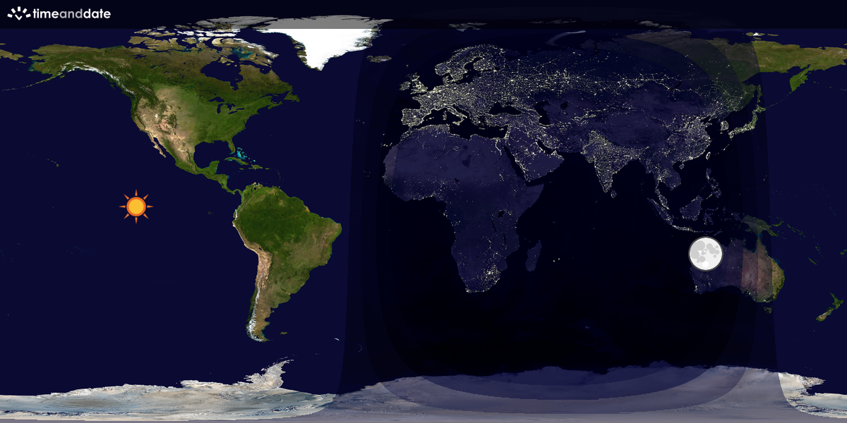 Verdenskart som viser dag og natt 