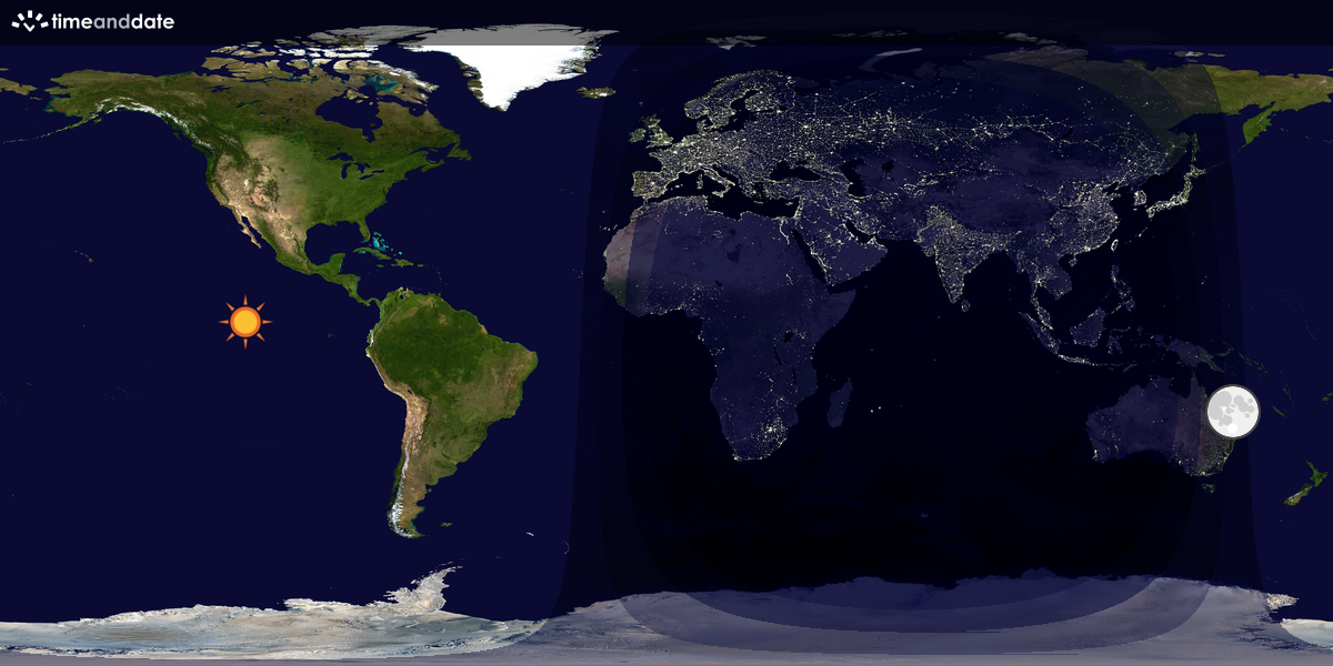 Verdenskart som viser dag og natt 