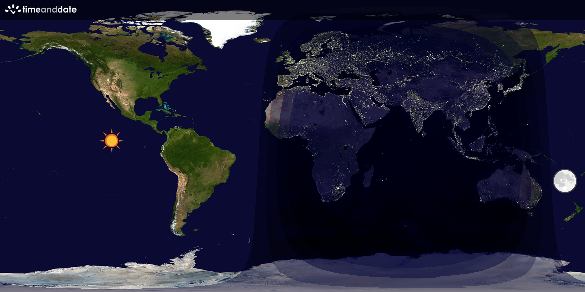 Verdenskart som viser dag og natt 