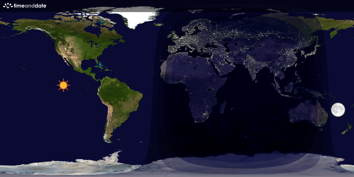 Verdenskart som viser dag og natt 