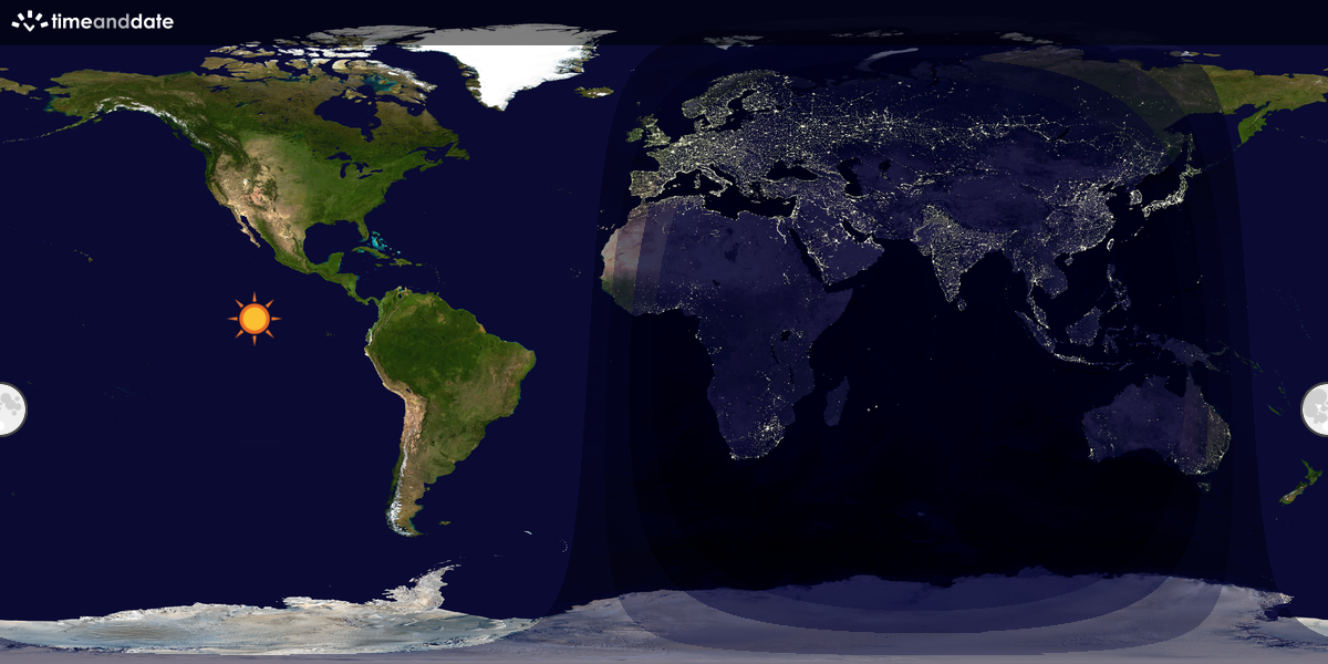 Verdenskart som viser dag og natt 
