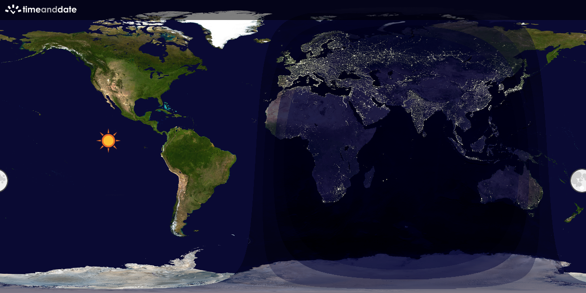 Verdenskart som viser dag og natt 
