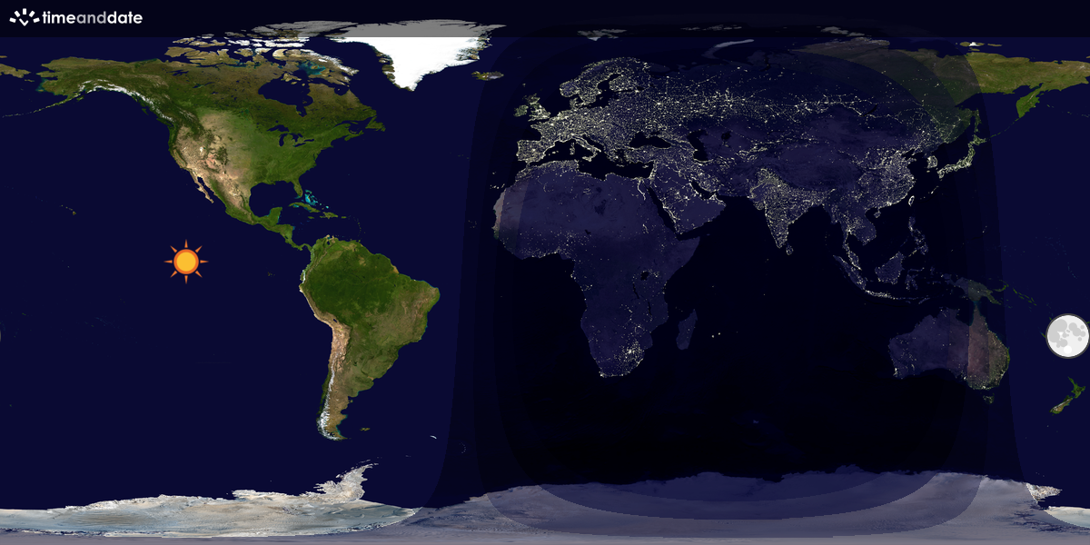 Verdenskart som viser dag og natt 