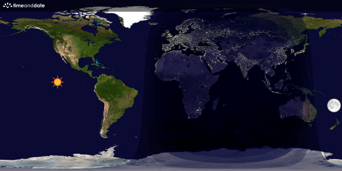 Verdenskart som viser dag og natt 