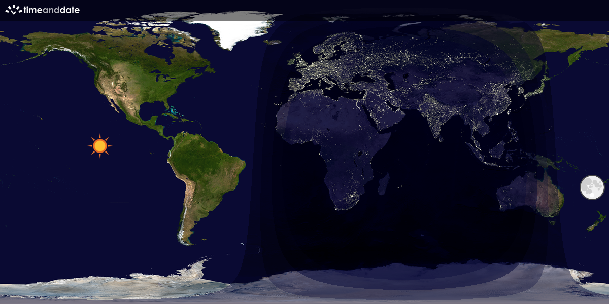 Verdenskart som viser dag og natt 