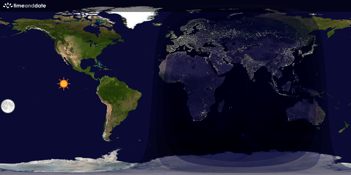 Verdenskart som viser dag og natt 