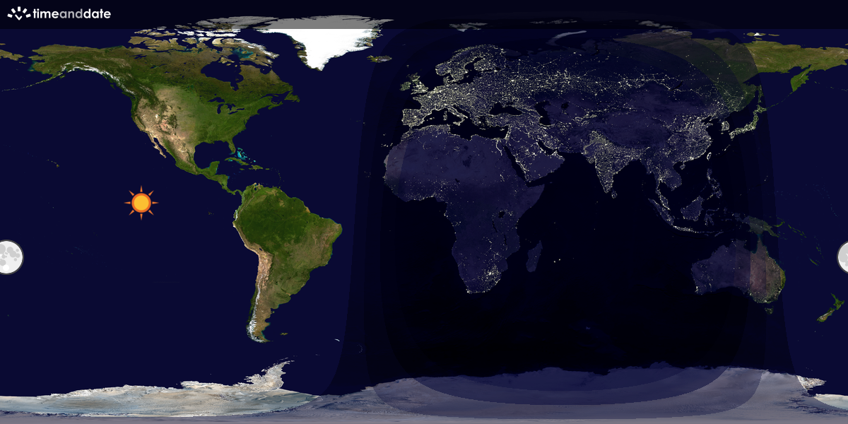 Verdenskart som viser dag og natt 