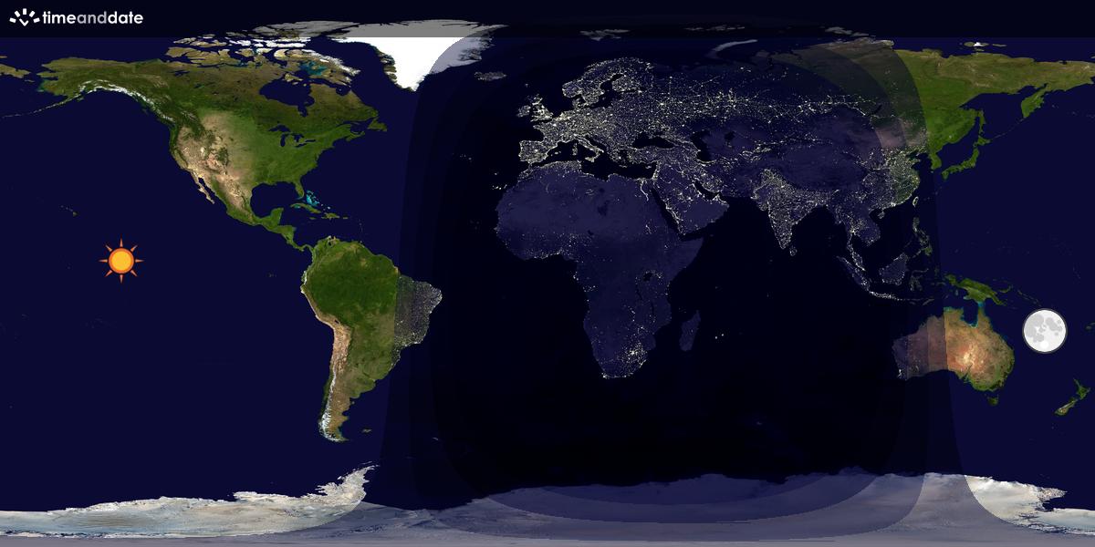 Verdenskart som viser dag og natt 