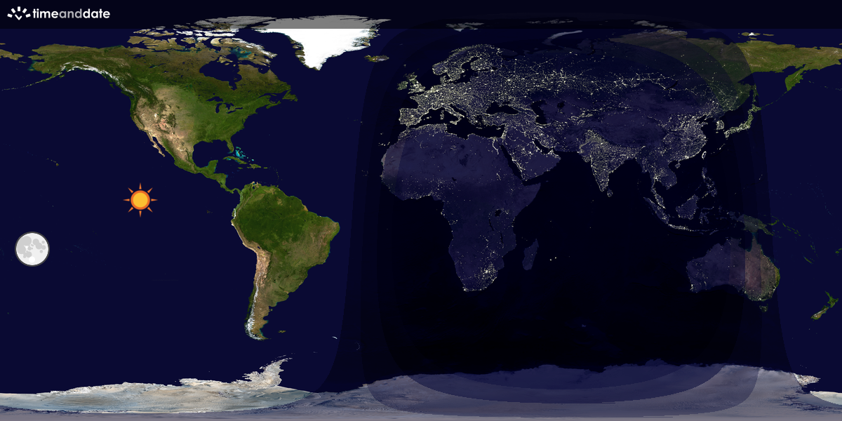 Verdenskart som viser dag og natt 