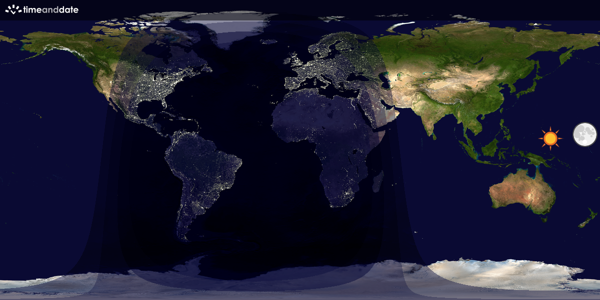 Verdenskart som viser dag og natt 