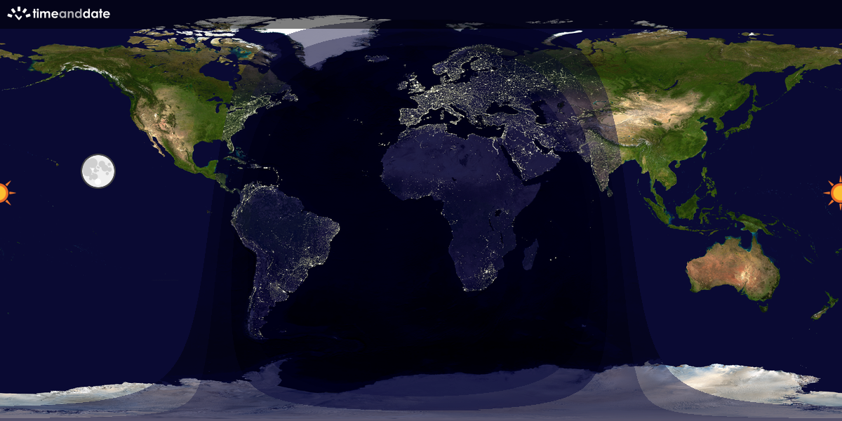 Verdenskart som viser dag og natt 
