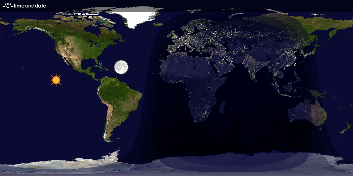 Verdenskart som viser dag og natt 