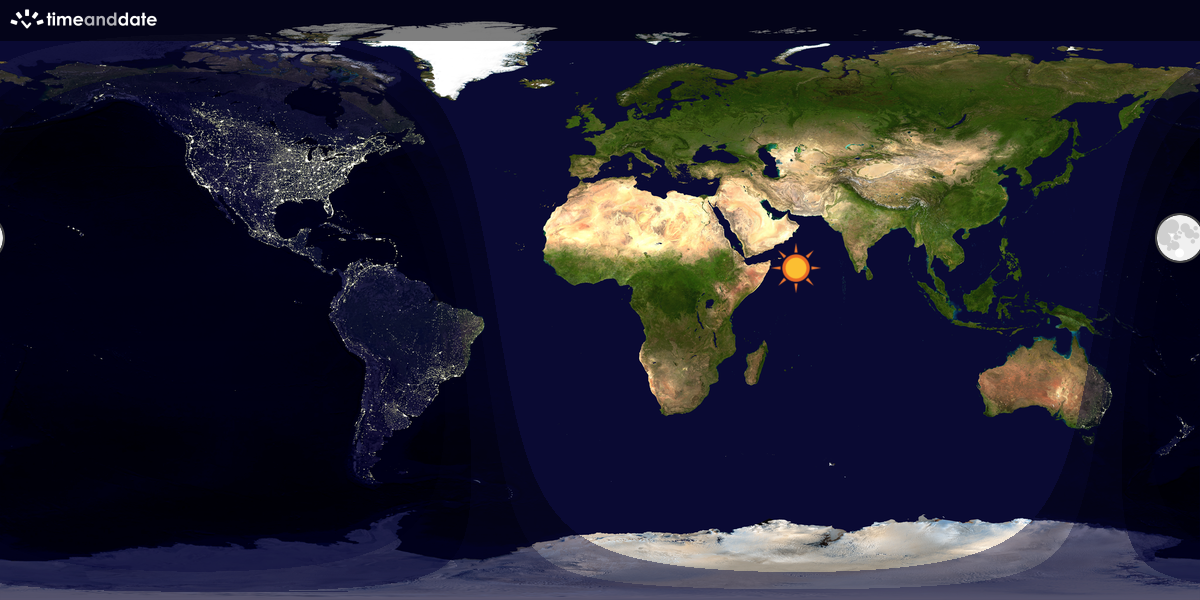 Verdenskart som viser dag og natt 