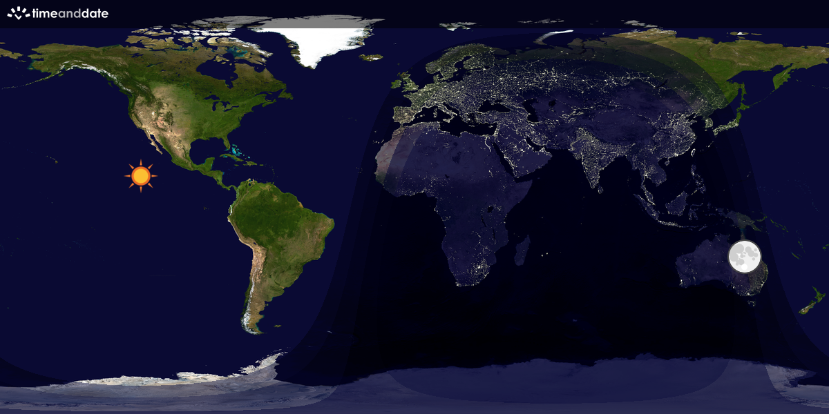 Verdenskart som viser dag og natt 