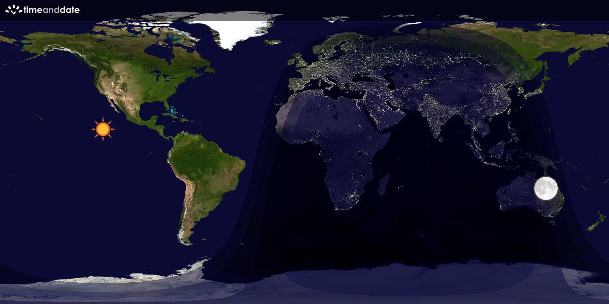 Verdenskart som viser dag og natt 