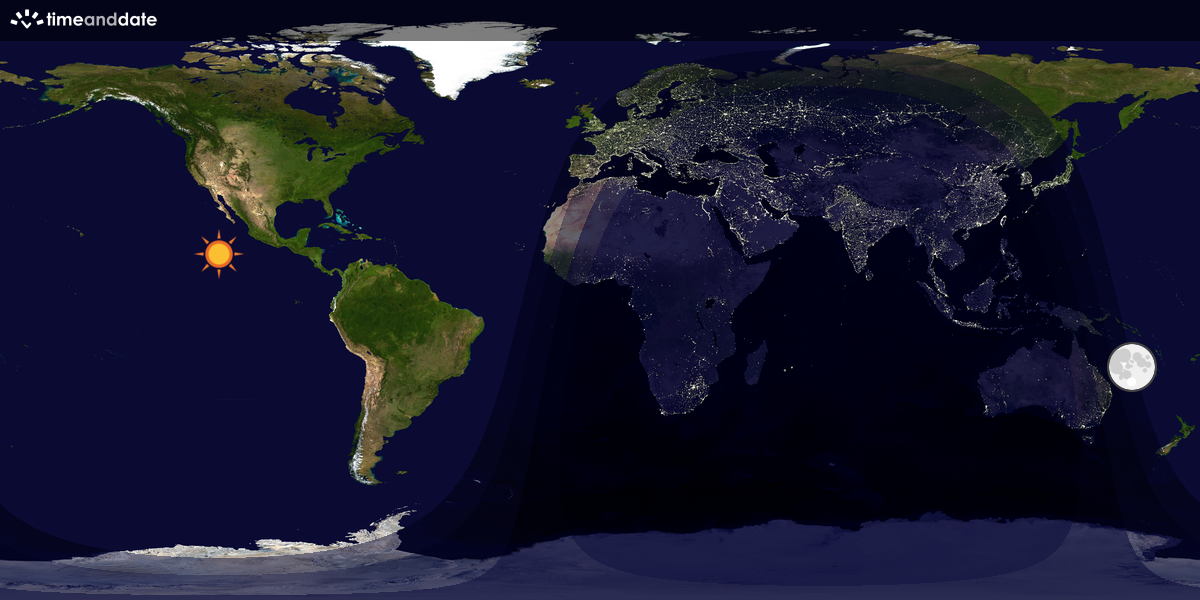 Verdenskart som viser dag og natt 