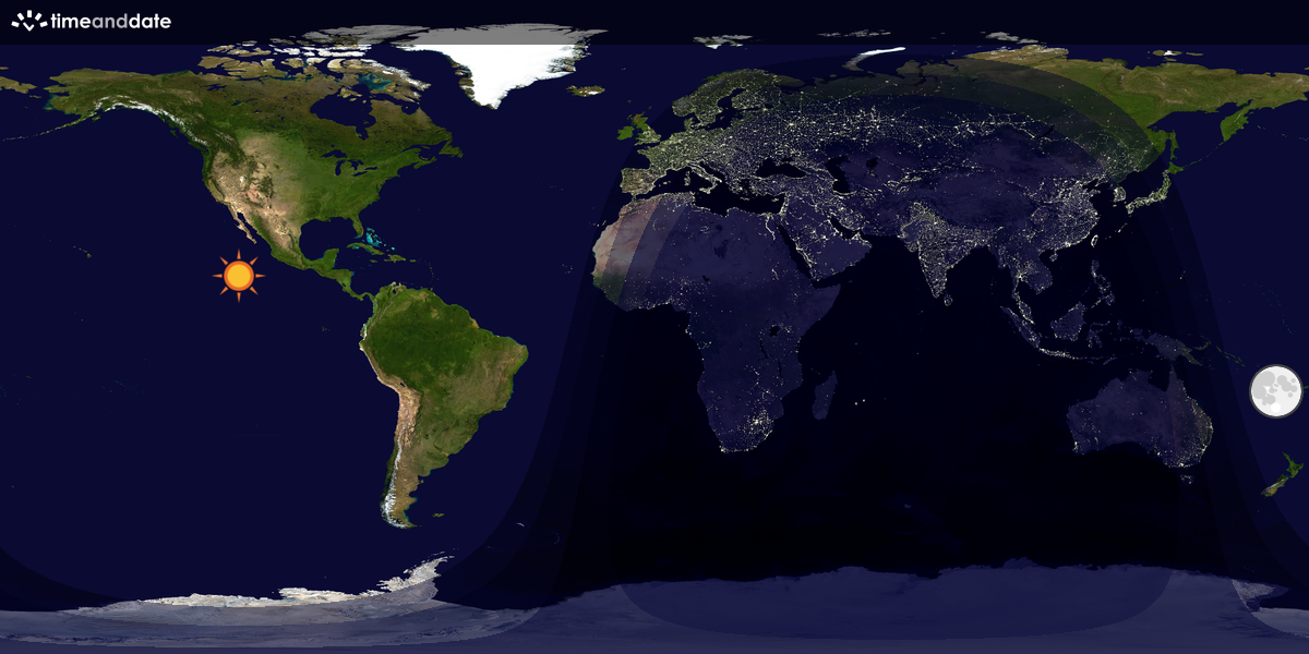 Verdenskart som viser dag og natt 