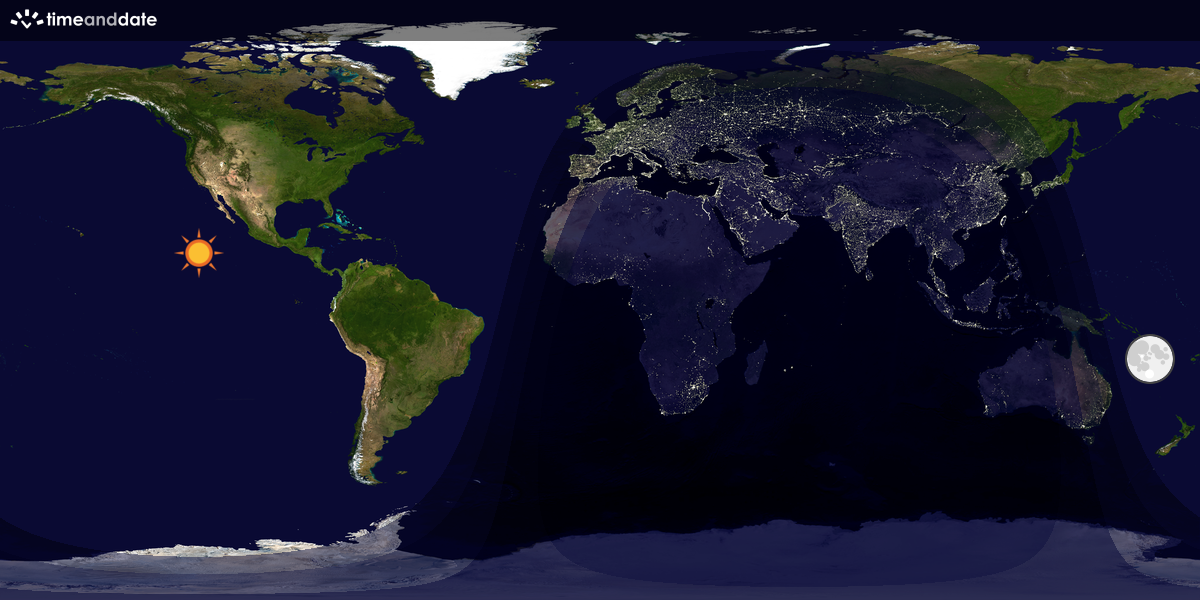 Verdenskart som viser dag og natt 