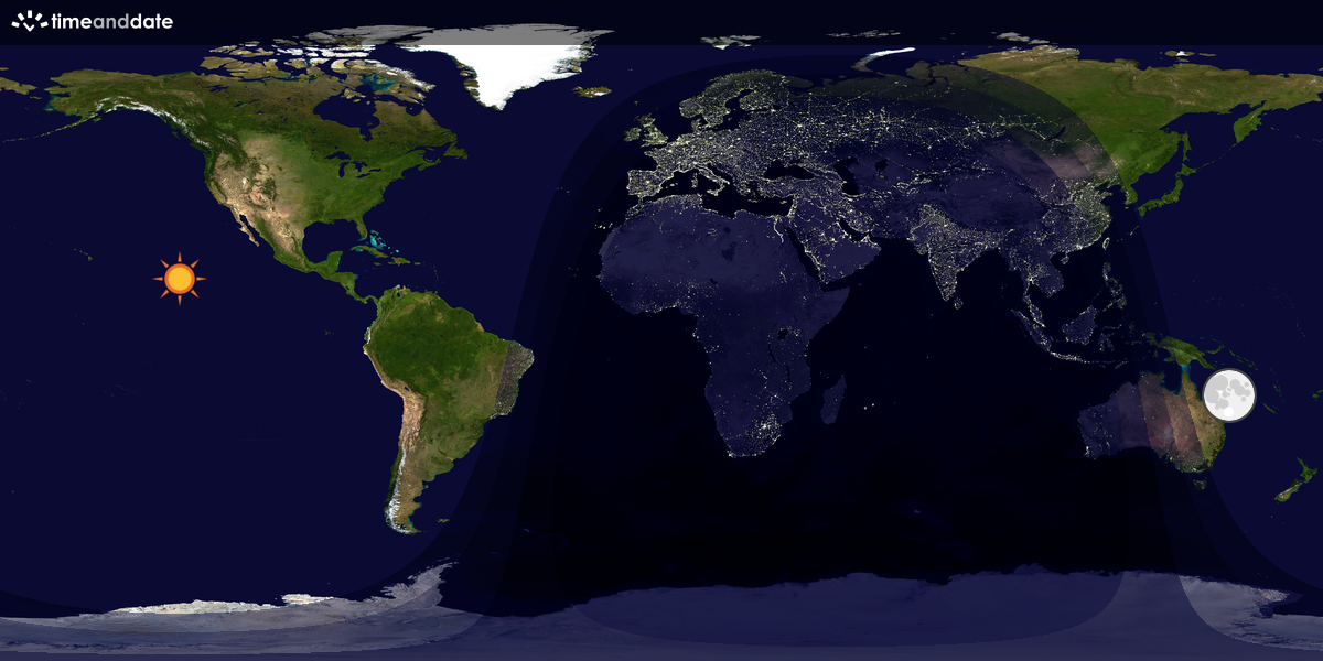 Verdenskart som viser dag og natt 