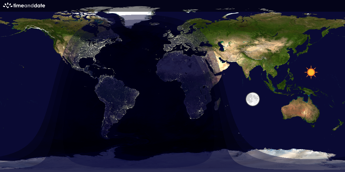 Verdenskart som viser dag og natt 