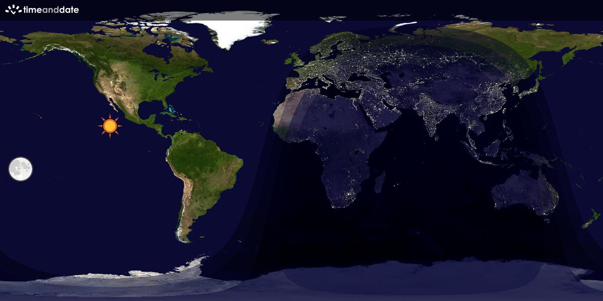 Verdenskart som viser dag og natt 