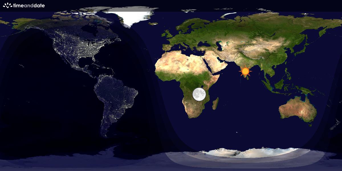 Verdenskart som viser dag og natt 
