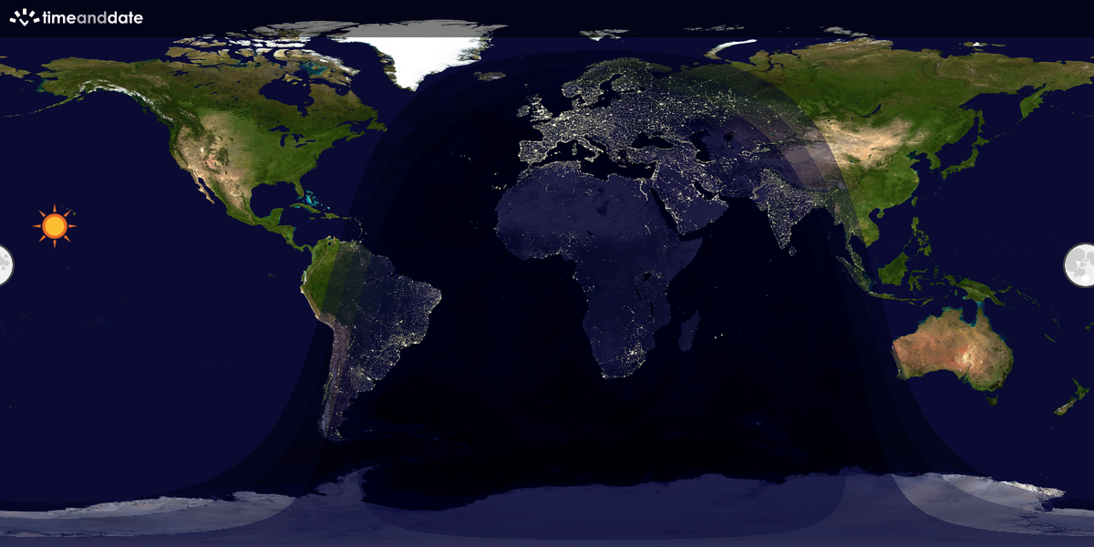 Verdenskart som viser dag og natt 