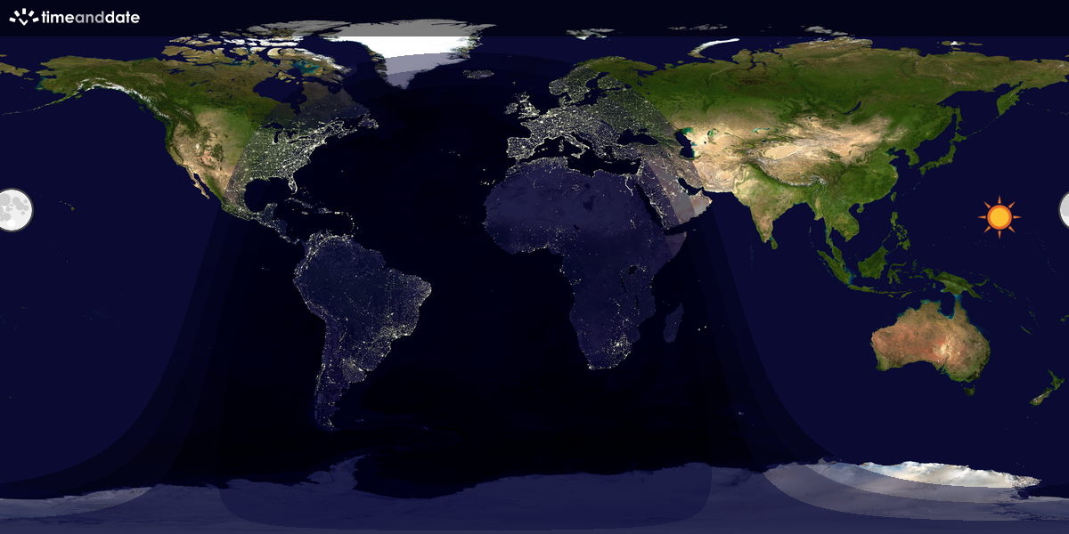 Verdenskart som viser dag og natt 