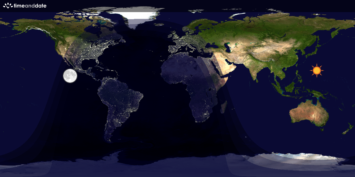 Verdenskart som viser dag og natt 