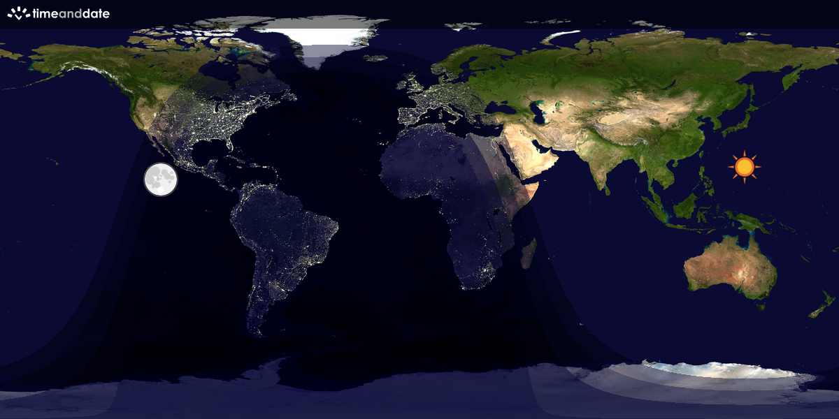 Verdenskart som viser dag og natt 