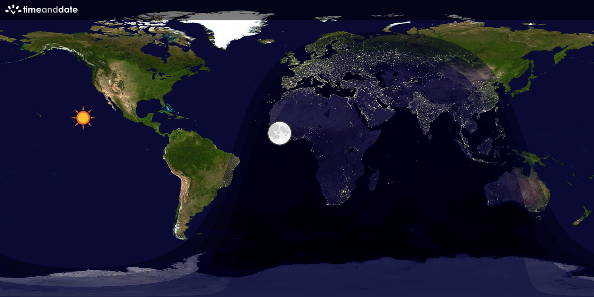 Verdenskart som viser dag og natt 