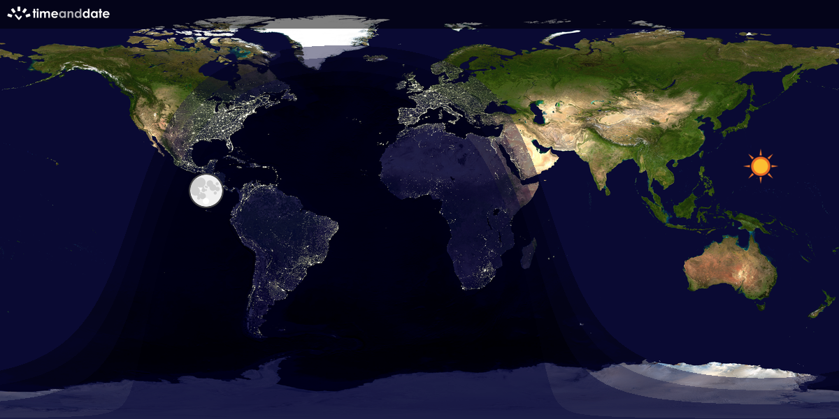 Verdenskart som viser dag og natt 