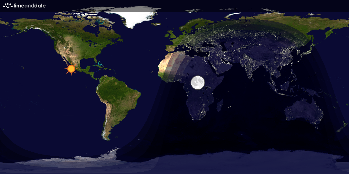 Verdenskart som viser dag og natt 